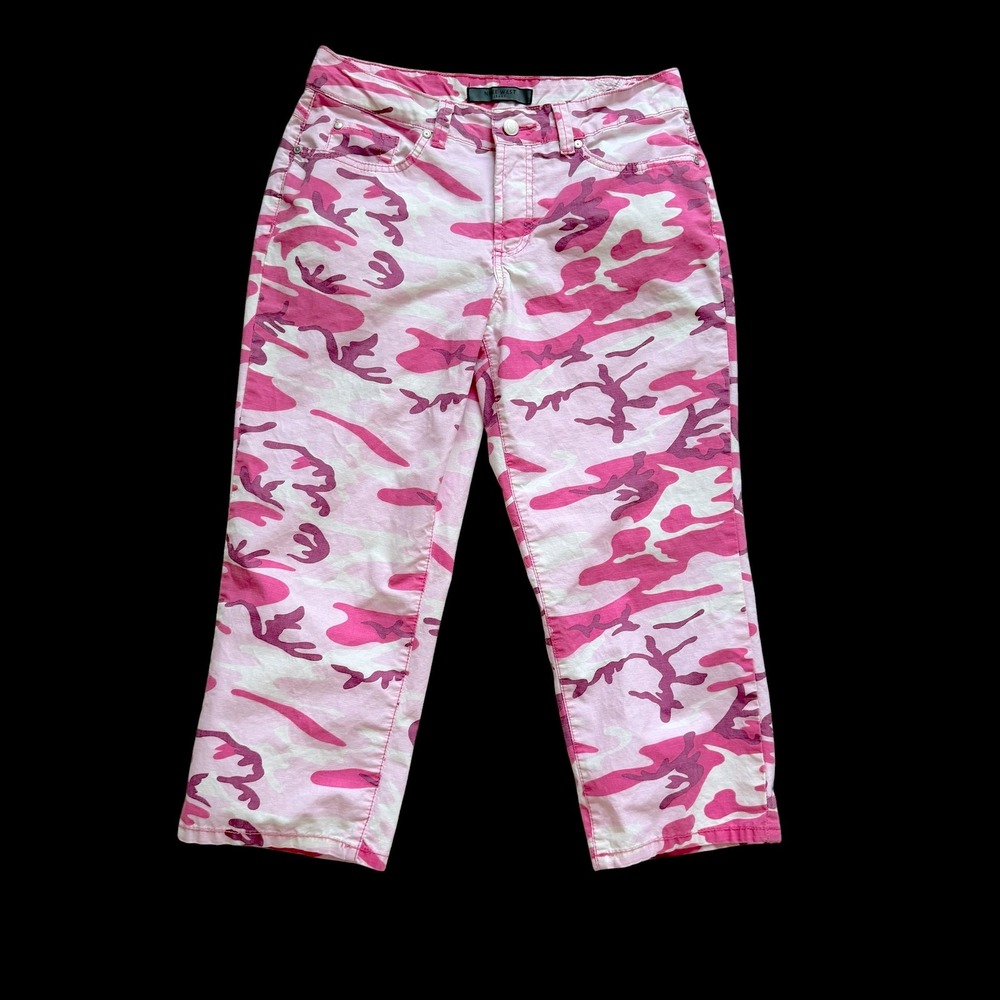 Y2K Pink Camo Cropped Pants Utility 8 Mcbling Camouflage Capris Pink Bratz‎